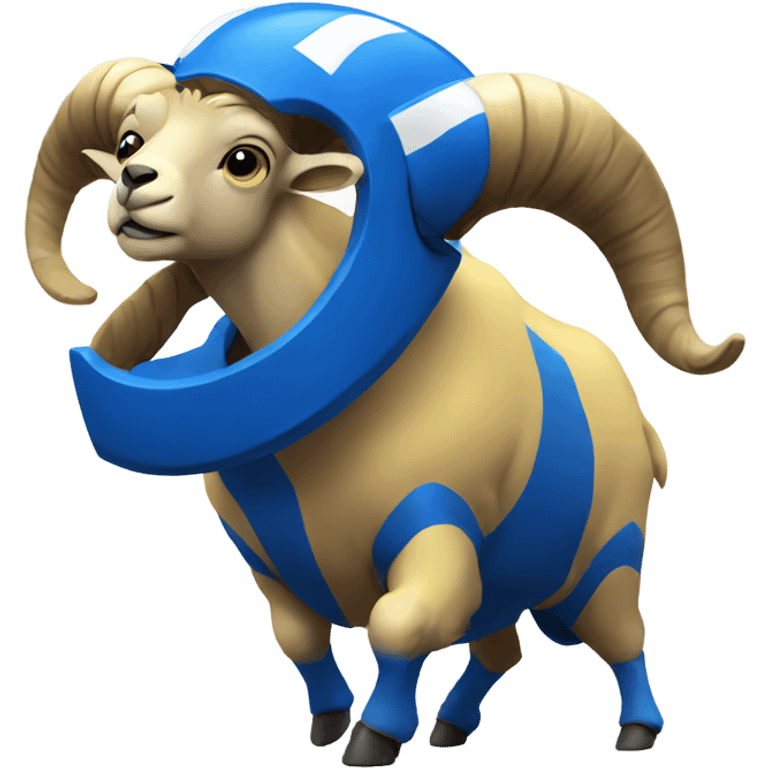 Ram playing football yellow blue emoji