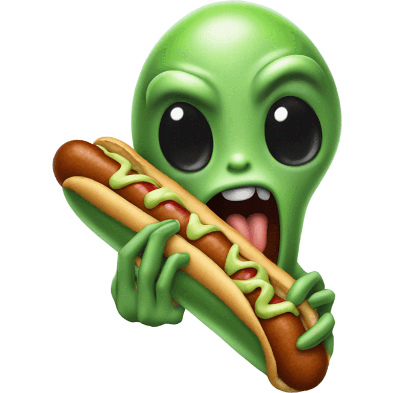 Alien eating a hotdog  emoji