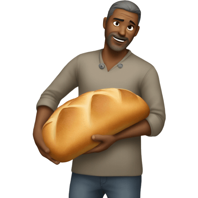 Man hogging a bread emoji