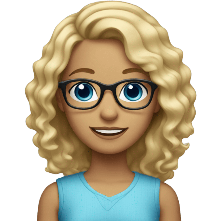 blonde wave girl with blue eyes with glasses  emoji