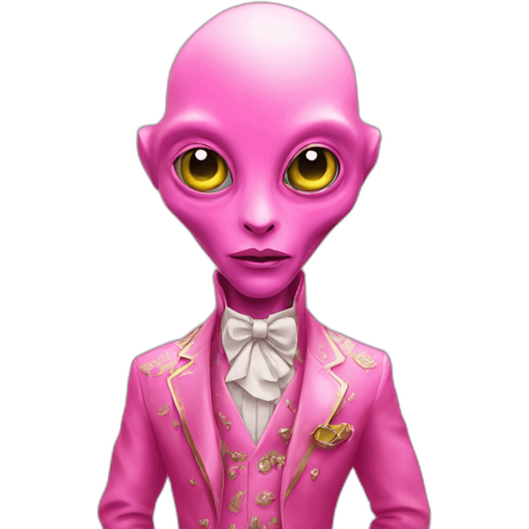 Fancy alien with luxury clothes pink hello emoji