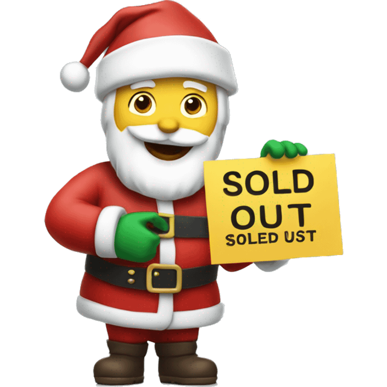 Santa holding sold out sign emoji