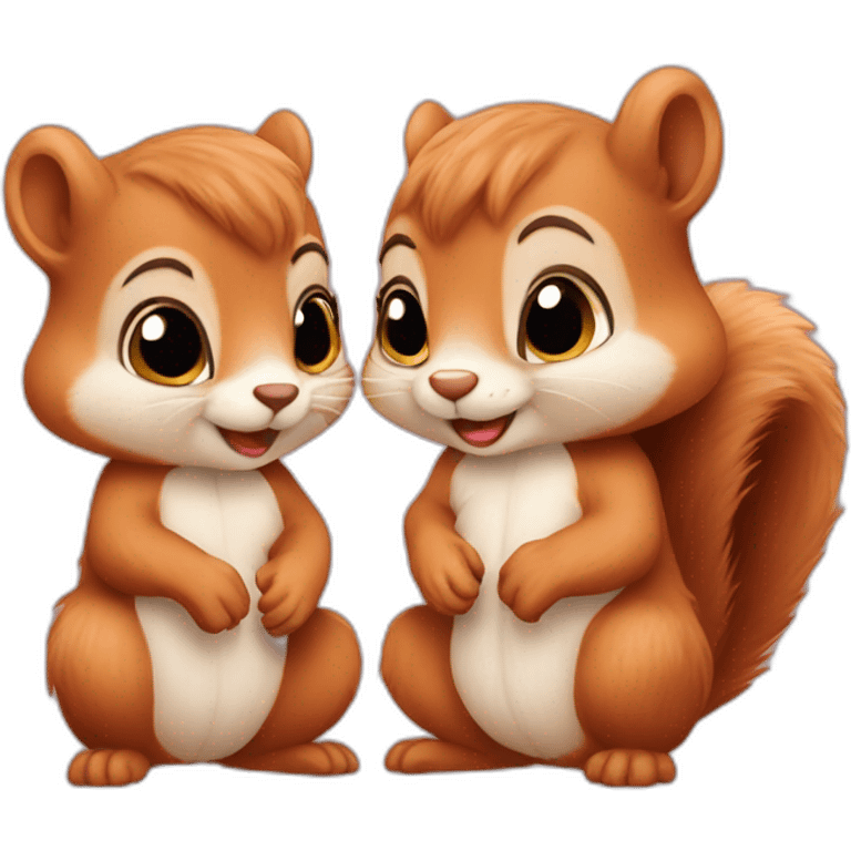 Two Baby squirrel in love emoji