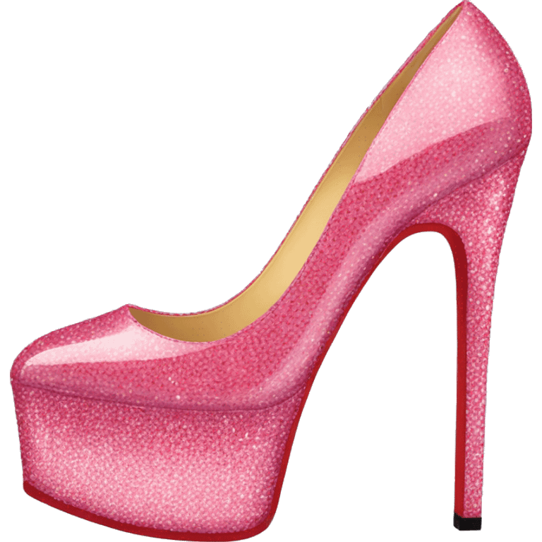 sparkly pink platform heel with red bottom emoji