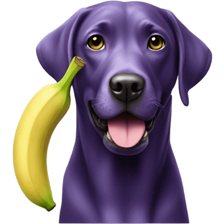 Purple Labrador eating a green banana  emoji