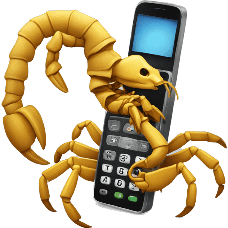 Scorpion holding a phone emoji