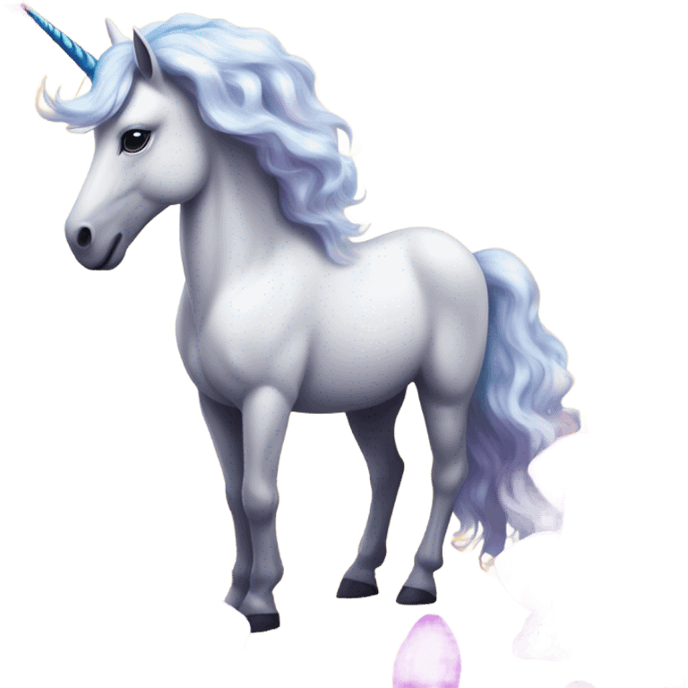 A unicorn and a field of orchids emoji