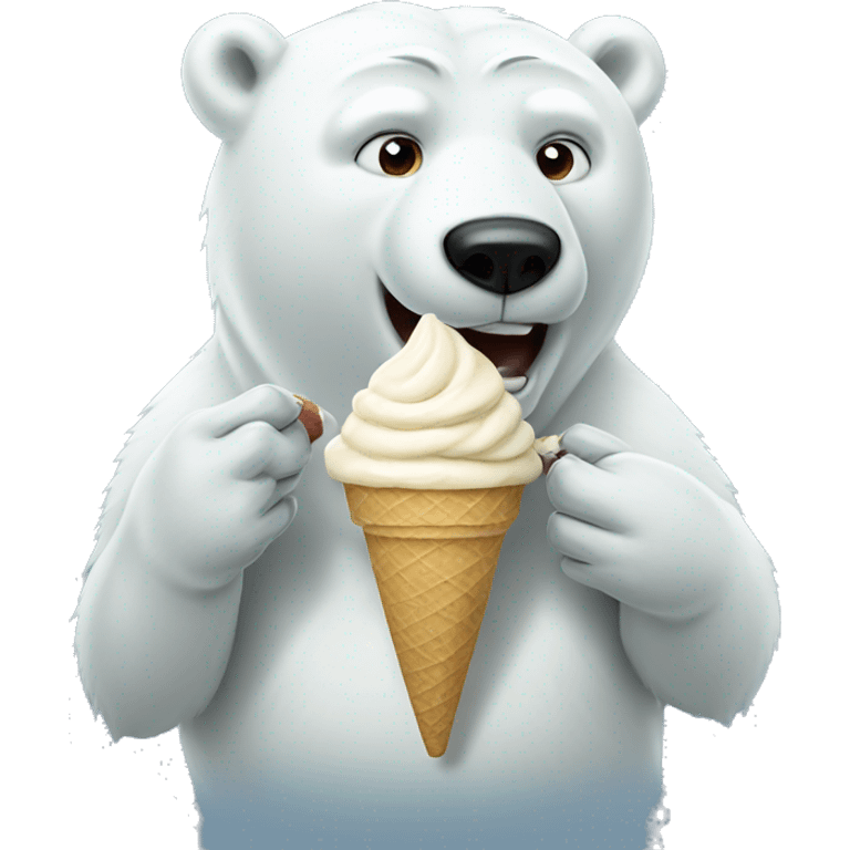 Polar bear eating ice cream emoji