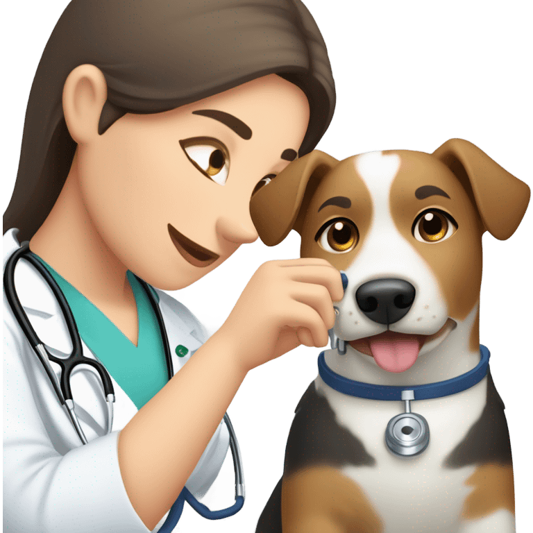 Vet nurse checking a heart rate on a dog  emoji