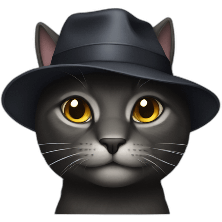 dark cat wearing hat emoji