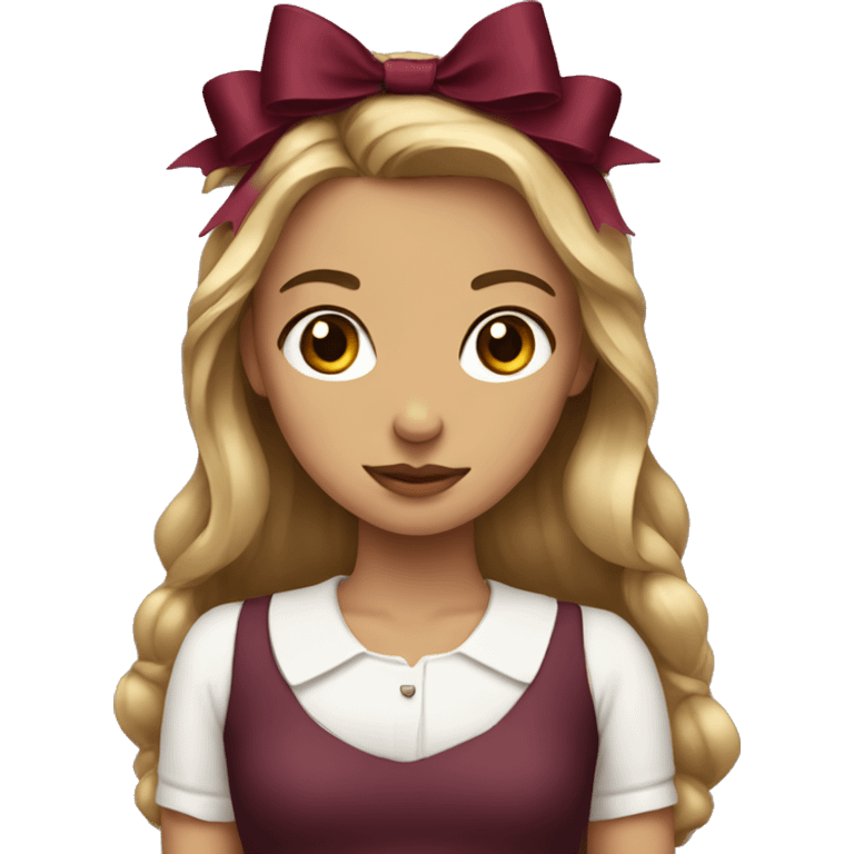 Girl with burgundy bows emoji