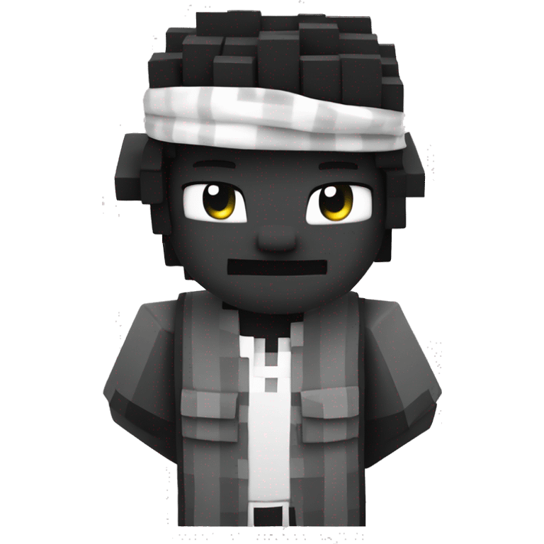 minecraft character with a bandana colour black and white emoji