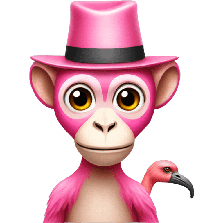 Monkey wearing a flamingo hat emoji