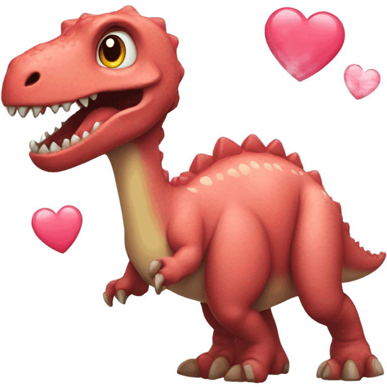 Dinosaur with hearts emoji