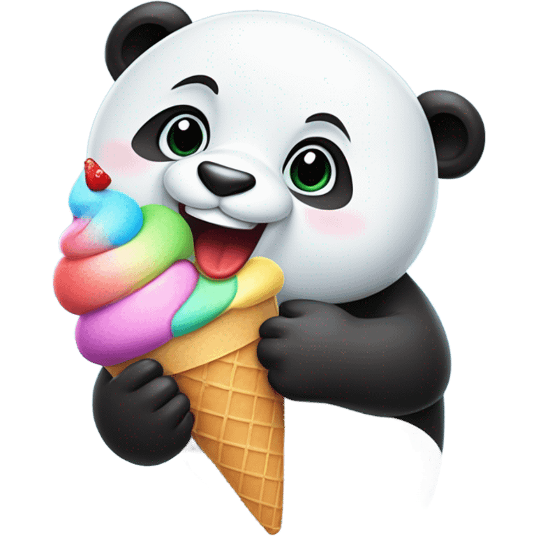 Panda eating ice cream emoji