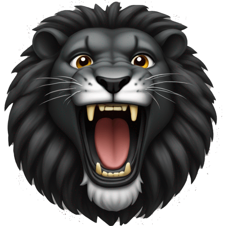 Roaring black lion emoji