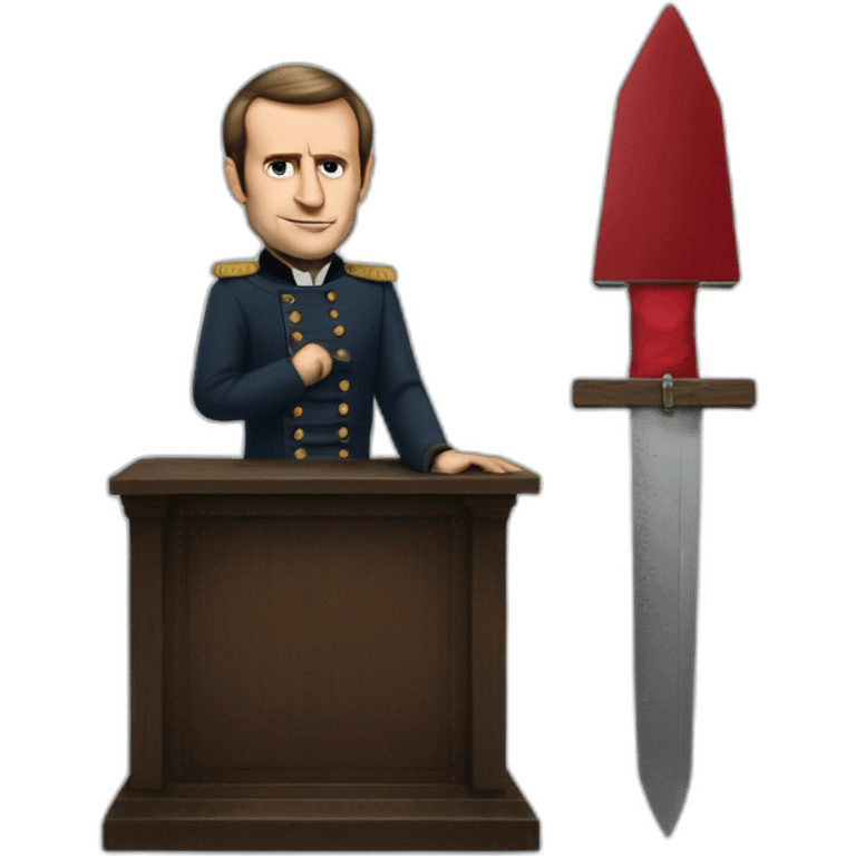 realistic macron with a french guillotine emoji