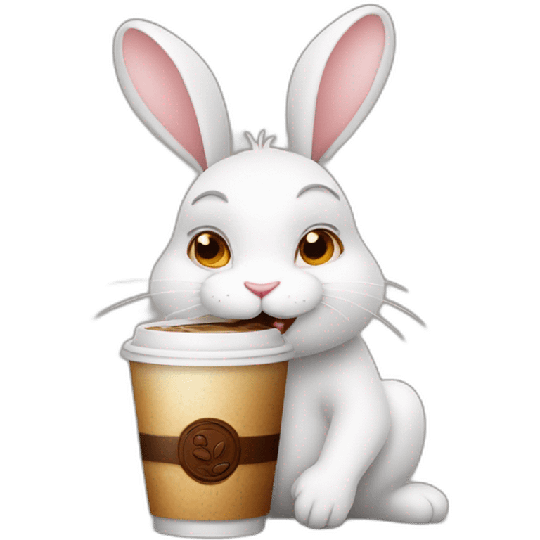 lazy rabbit with coffe emoji