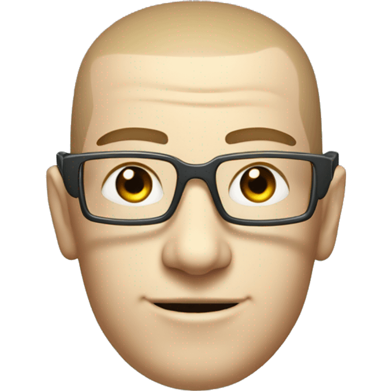 Cyborg head with fair skin, flat top haircut, rectangular glasses, circuits and smiling  emoji