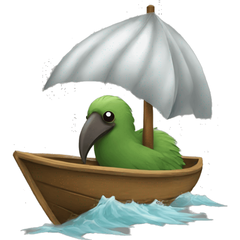 kiwi bird on a boat emoji