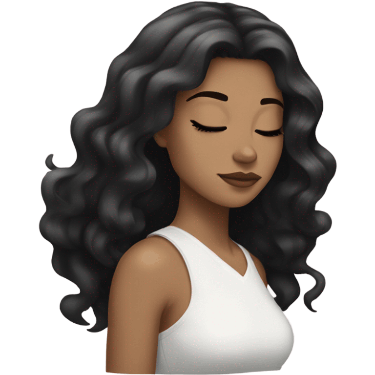 Coquette white girl teenage black hair sleeping  emoji