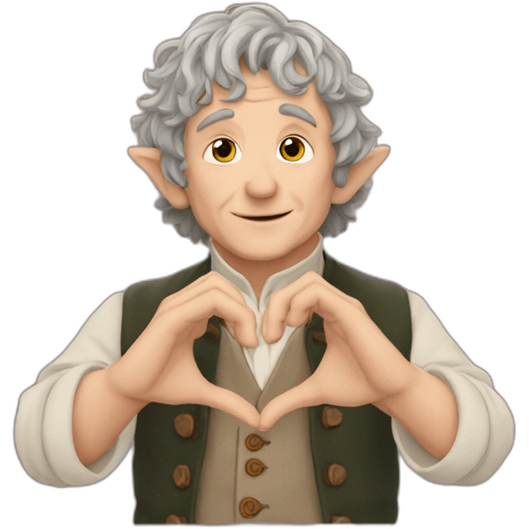 bilbo baggins making a heart with his hands emoji