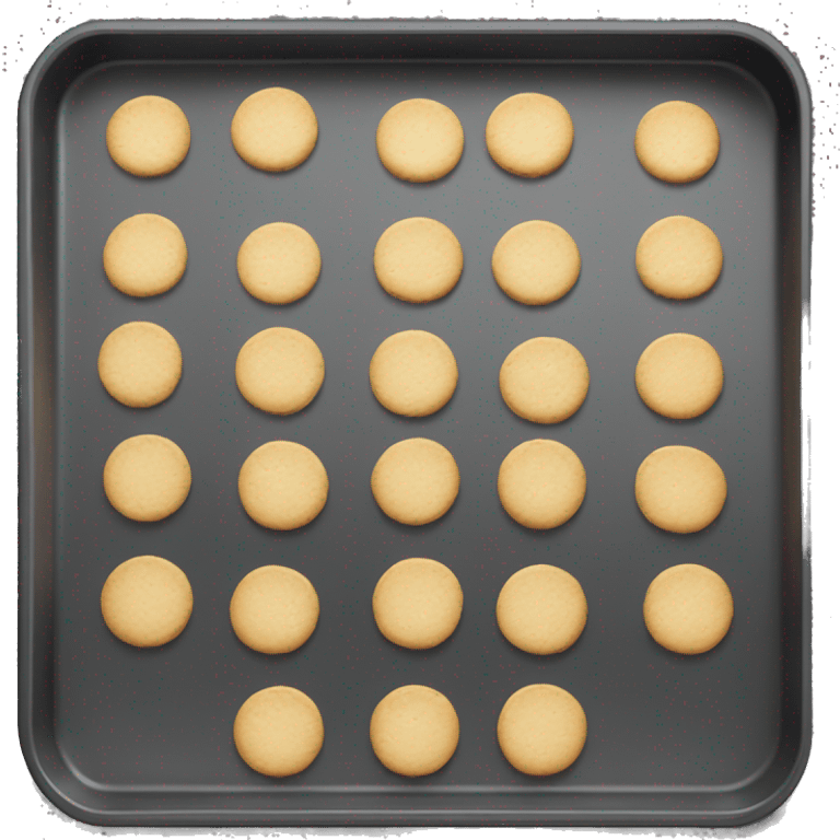 Realistic metallic black baking pan with white cookies inside. emoji