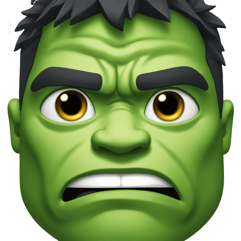 Hulk face with drop of sweat on his forehead emoji