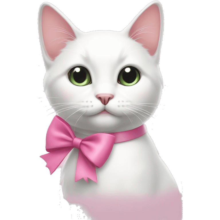 white cat with a pink bow  emoji