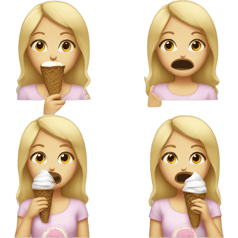 Blonde girl crying eating ice cream emoji