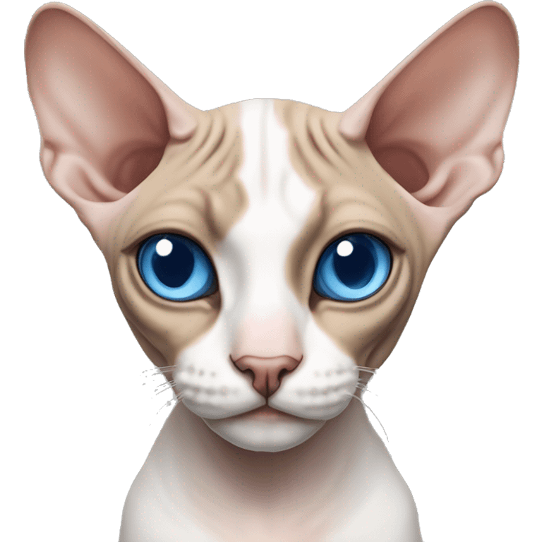 Calico sphynx cat with blue eyes  emoji