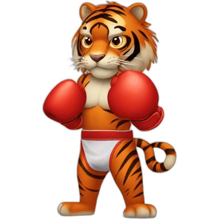 Red fur Tiger wearing boxing gloves  emoji