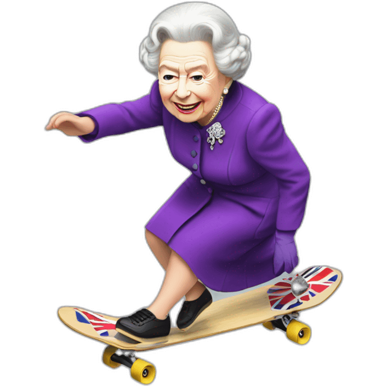 queen elizabeth ii skateboarding emoji