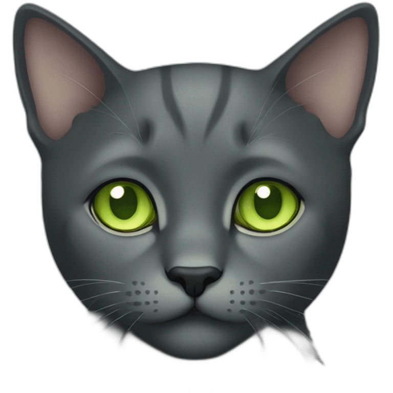 Dark gray cat with light green eyes  emoji