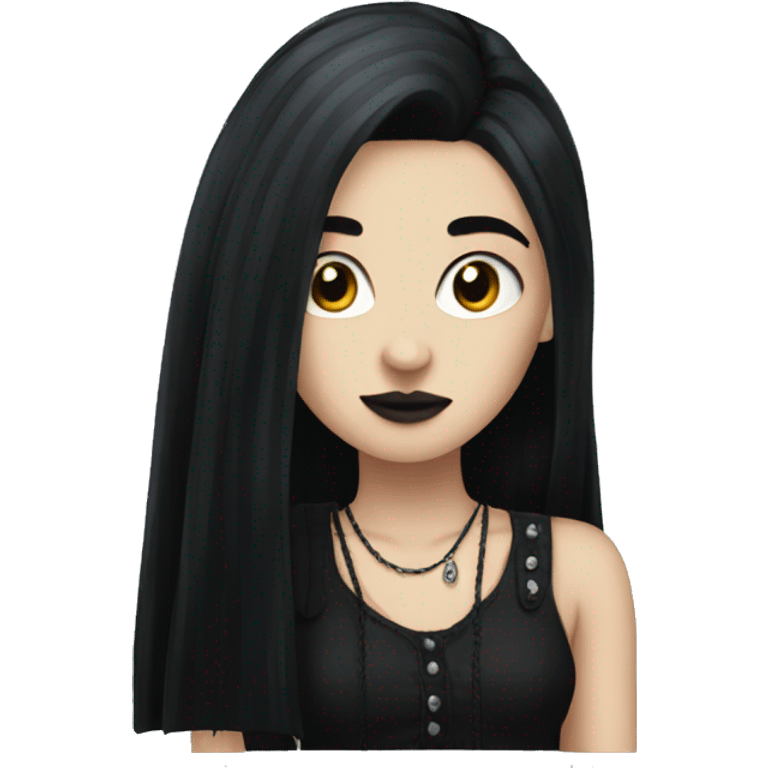 Goth girl emoji long black hair emoji