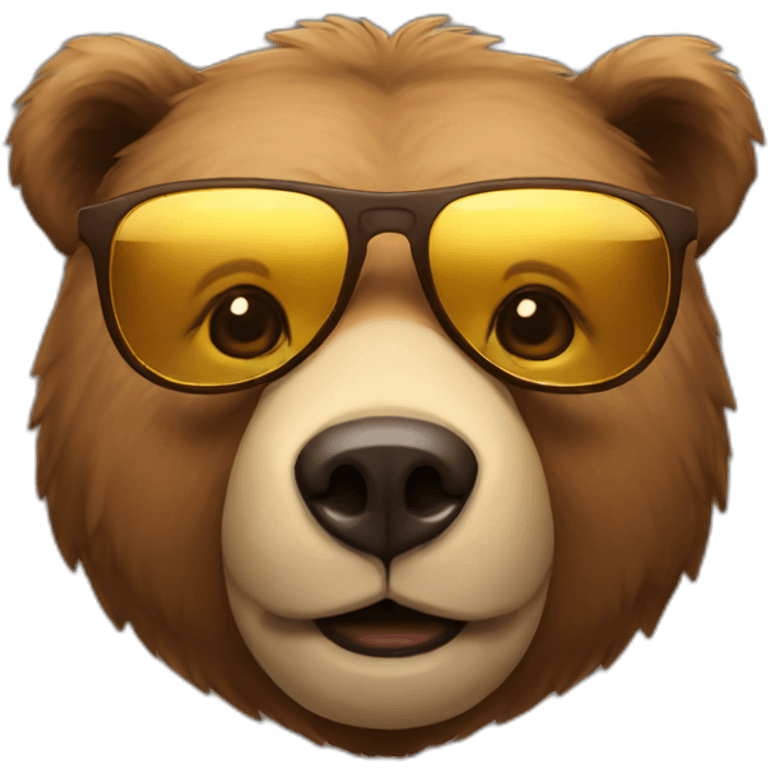 brown bear with golden glasses emoji