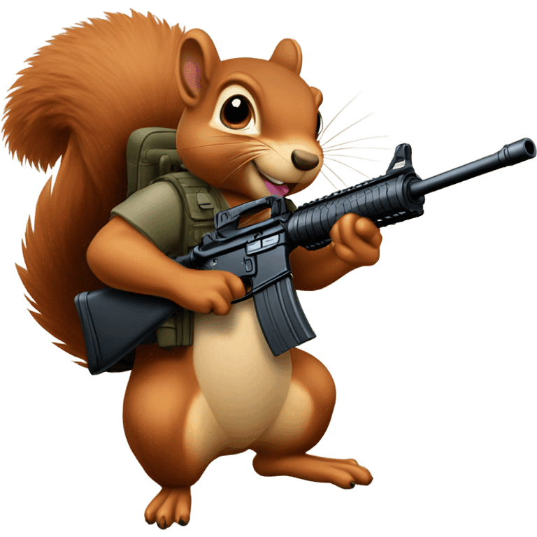 Squirrel riding turkey holding two m16s while smoking a cigar emoji