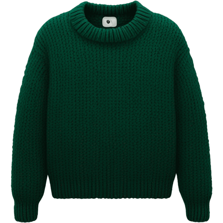 Dark green cropped oversize wool sweater, isolated emoji