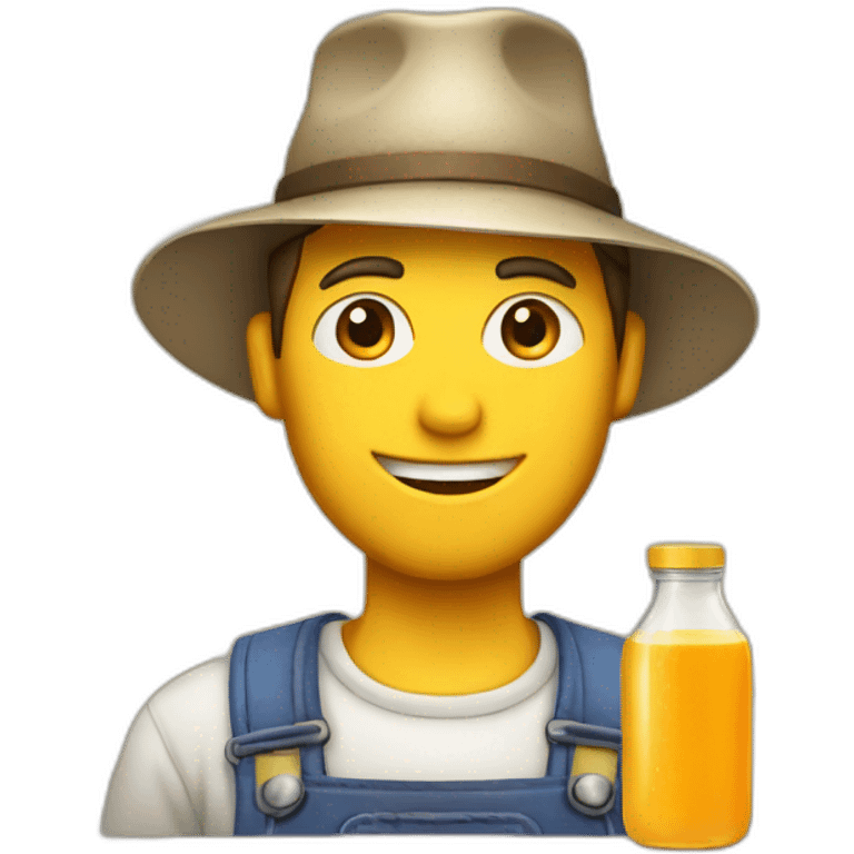 male farmer with hat and juice bottle emoji