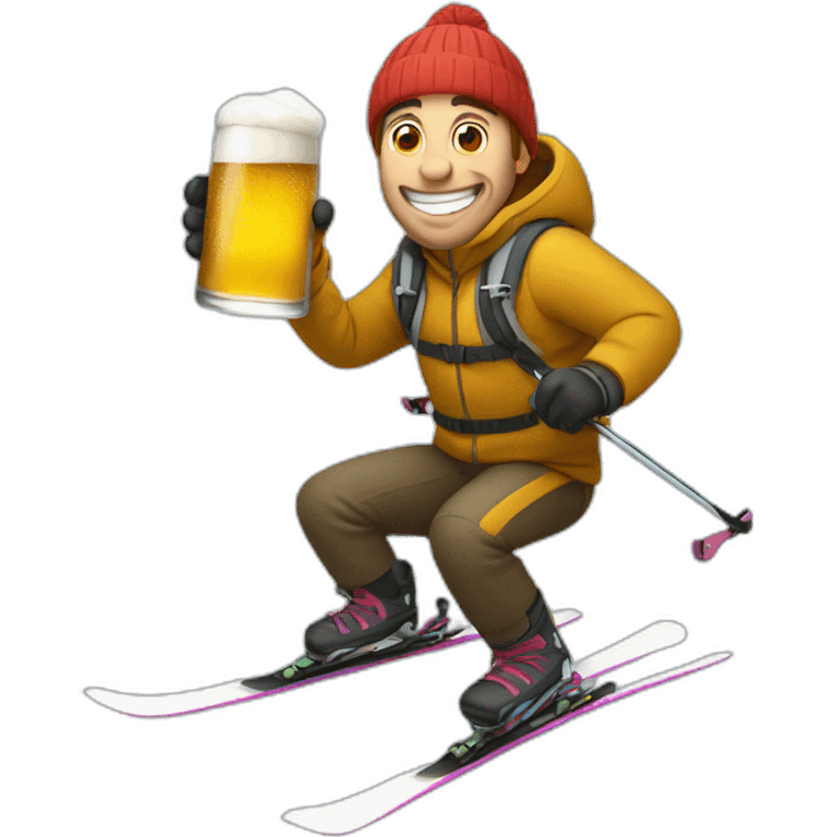 man skiing with a beer emoji