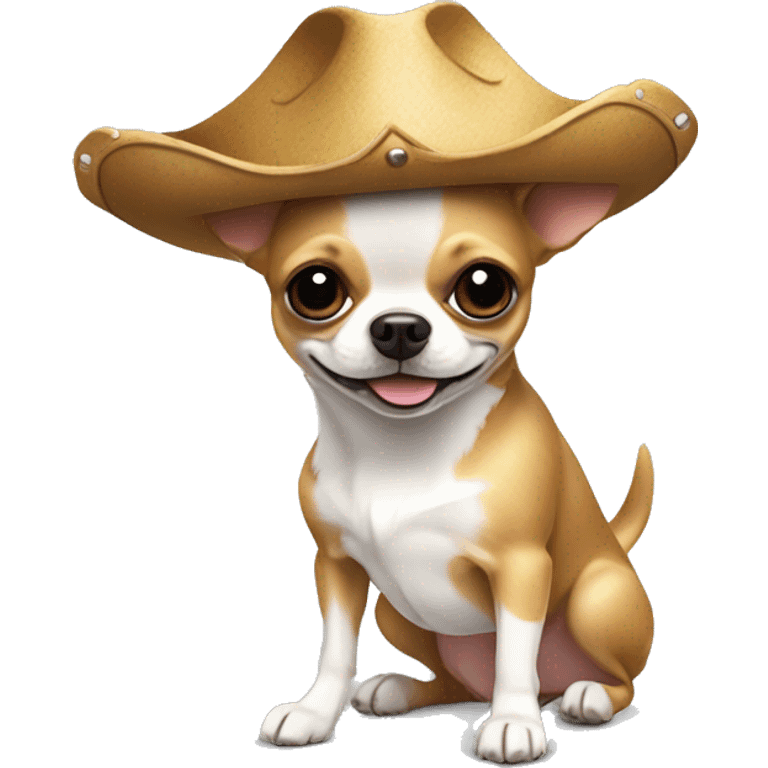 Chien chihuahua qui porte une poule ayant un chapeau de pirate sur la tête emoji