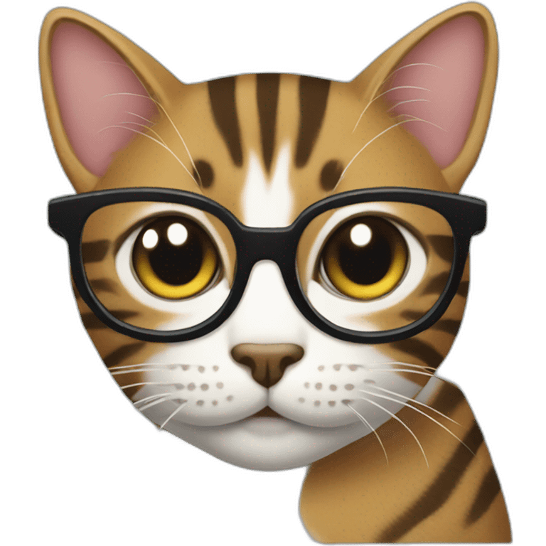 Tabby striped cat with glasses emoji