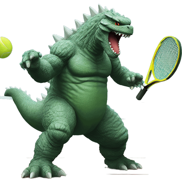 Godzilla playing tennis  emoji