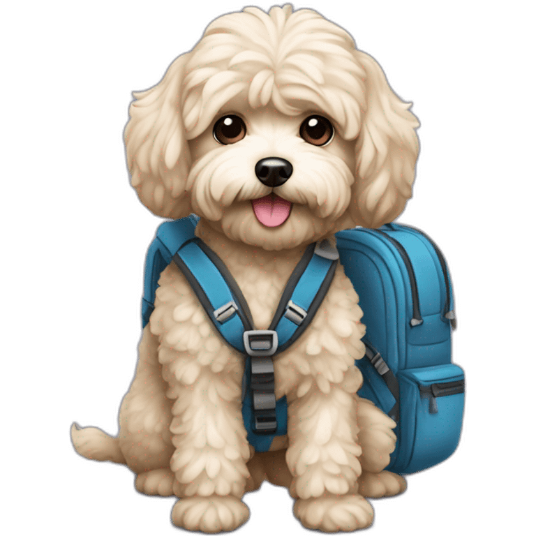 traveler maltipoo with backpack emoji