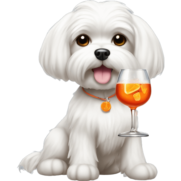 maltese dog with a Aperol spritz  emoji