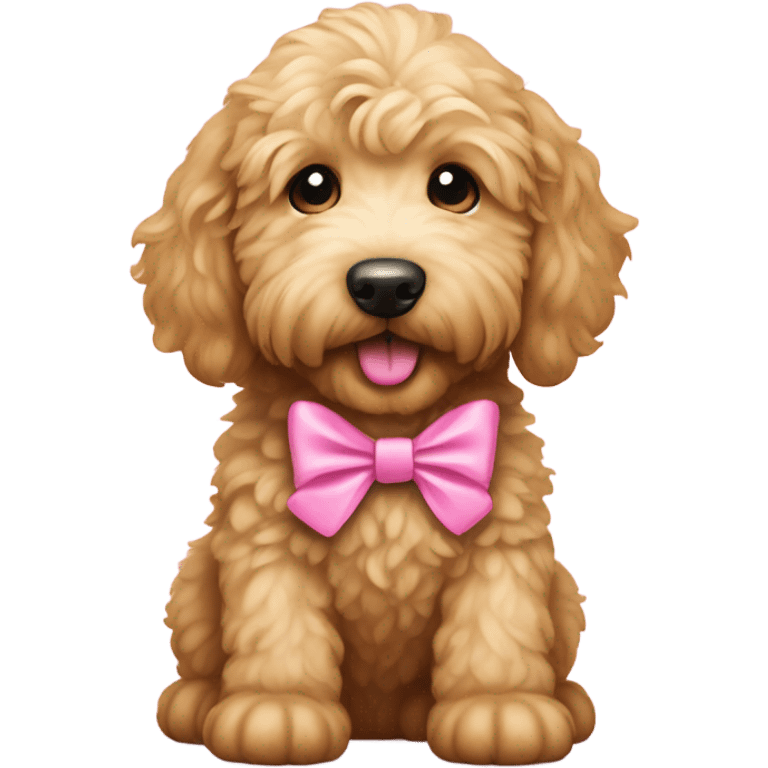 golden doodle puppy with a pink bow on it’s collar  emoji