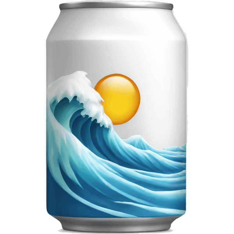 white beer can with wave  emoji