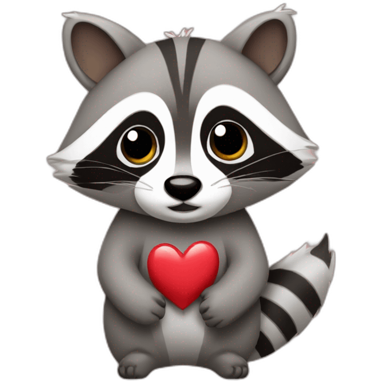 raccoon with hearts emoji