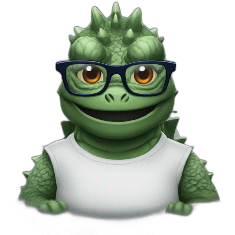 A Godzilla with glasses emoji