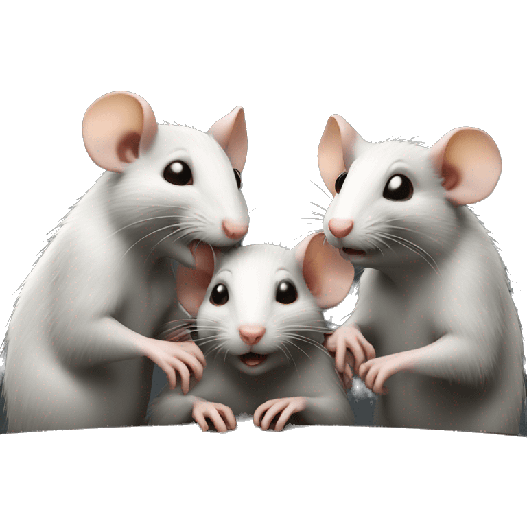 Three rats are sitting around a round table and whispering emoji